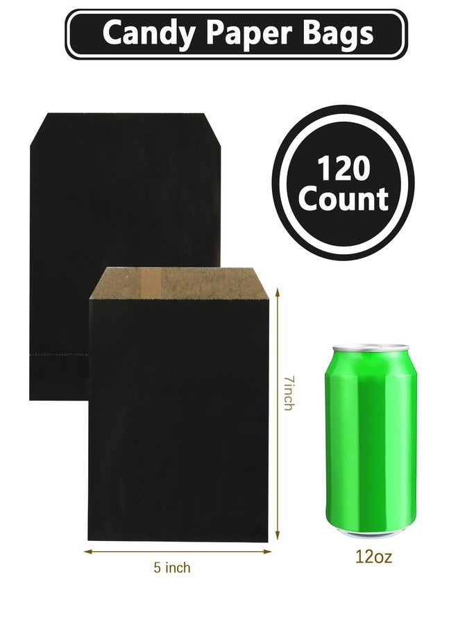 AZOWA Candy Buffet Bags Black Color 5 x 7 In Small Paper Treat Bags Pack of 120 - Image 2