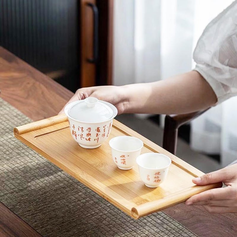 Arlai Serving Trays (10.63 x 5.12x0.39 inch/LxWxH) Tasteful Small Bamboo Gongfu Tea Table Serving Tray 27x13x1cm - Image 5