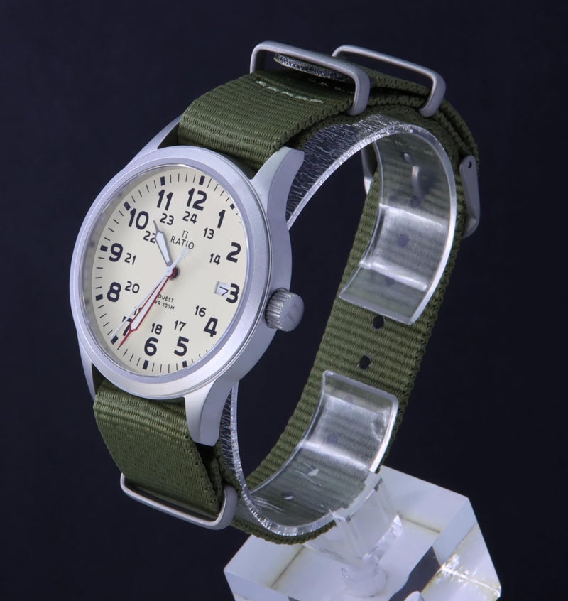 RATIO Field Watch Sapphire Crystal Nylon Strap Easy Reader Casual Watch Japanese Quartz 100m Water Resistant Military Watches for Men (Black) - Image 3
