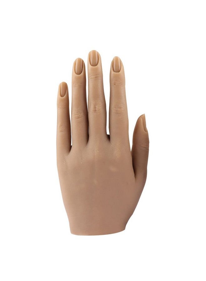 KnowU Nail Hand Practice Silicone Female Mannequin Life Size Hand As Sketch Nail Practice Hands Jewelry Ring Glove Watch Display With Nail 18Cm (Left Hand, Light Brown)  - Image 1
