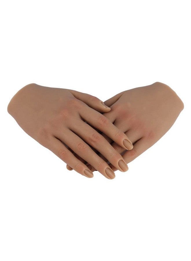 KnowU Nail Hand Practice Silicone Female Mannequin Life Size Hand As Sketch Nail Practice Hands Jewelry Ring Glove Watch Display With Nail 18Cm (Left Hand, Light Brown)  - Image 5