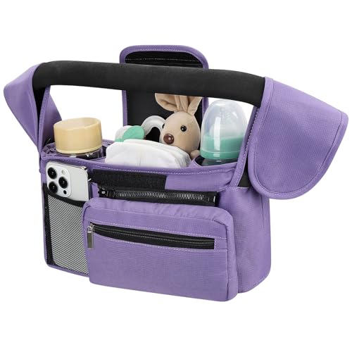 Accmor Universal Stroller Organizer with Insulated Cup Holder Detachable Phone Bag and Shoulder StrapStroller Bag Caddy Organizer Fits for Uppababy Baby Jogger Britax Strollers - Image 1