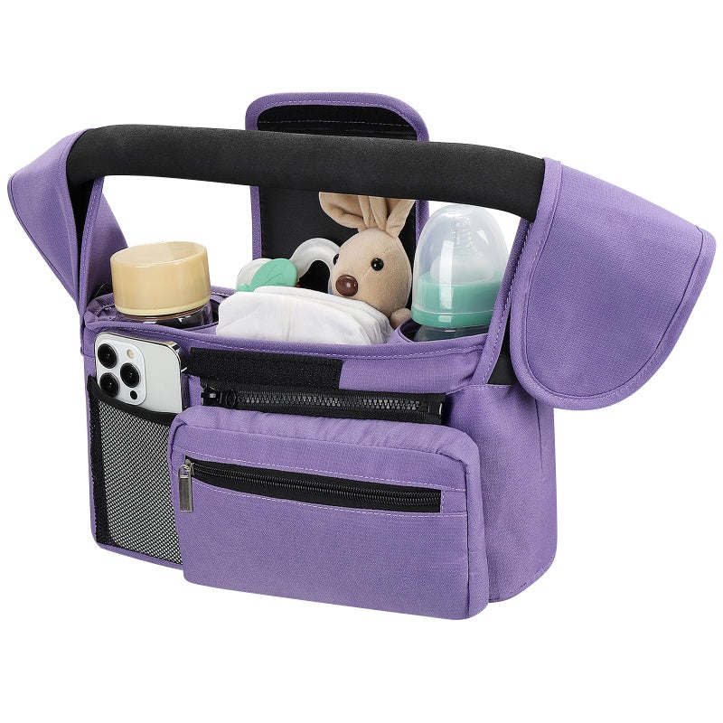 Accmor Universal Stroller Organizer with Insulated Cup Holder Detachable Phone Bag and Shoulder StrapStroller Bag Caddy Organizer Fits for Uppababy Baby Jogger Britax Strollers - Image 3