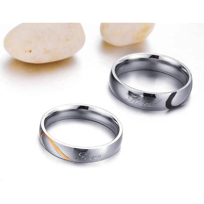 YC Lovers Heart 'Real Love' Stainless Steel Proposal Couple Rings For Girls And Boys. Perfect For Couple! - Image 4