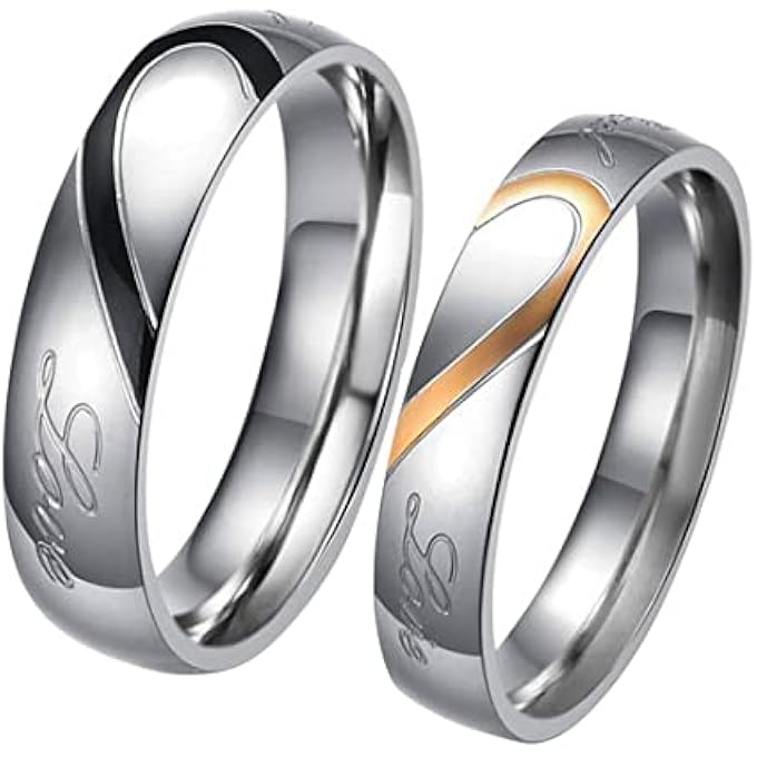 YC Lovers Heart 'Real Love' Stainless Steel Proposal Couple Rings For Girls And Boys. Perfect For Couple! - Image 1