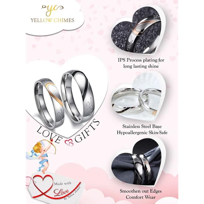 YC Lovers Heart 'Real Love' Stainless Steel Proposal Couple Rings For Girls And Boys. Perfect For Couple! - Image 3
