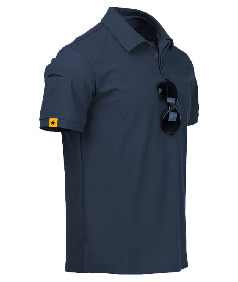 ZITY Mens Polo Shirt Short Sleeve Sports Tactical T-Shirt Athletic Golf Polos Daily Casual Stylish Collared Shirts for Men Navy Medium - Image 1