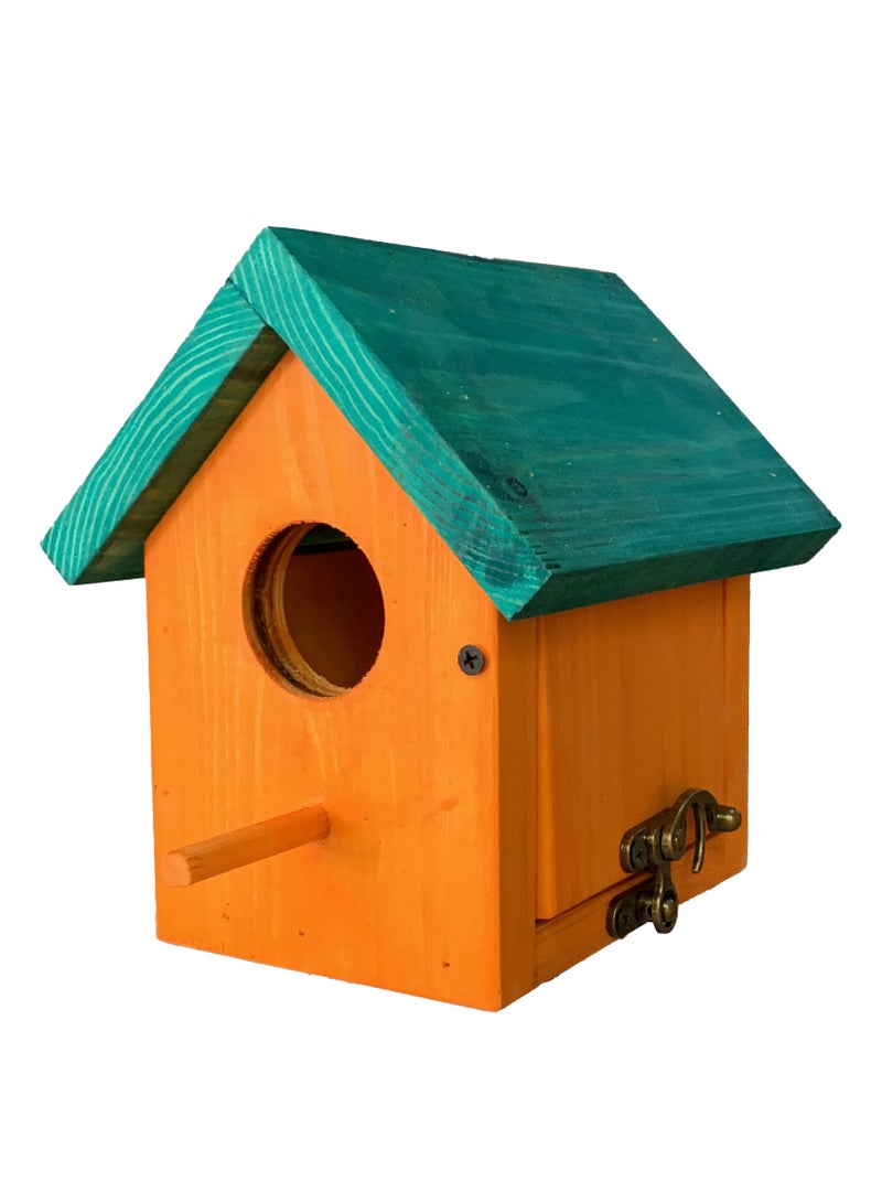 ماركة غير محددة بيت عصافير خشبي بأبواب قابلة للفتح - لون برتقالي في اخضر من Pet's Home  - Image 1
