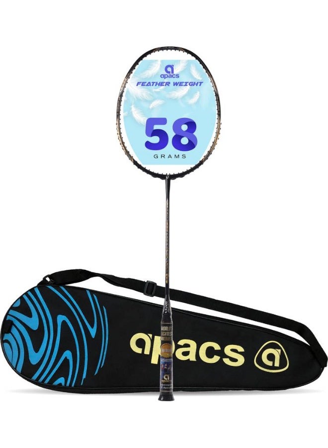 Apacs apacs Feather Weight 55 (58grams, World's Lightest) | Made with 40T Japanese Graphite Black Unstrung Badminton Racquet  (Pack of: 1, 58 g)  - Image 2