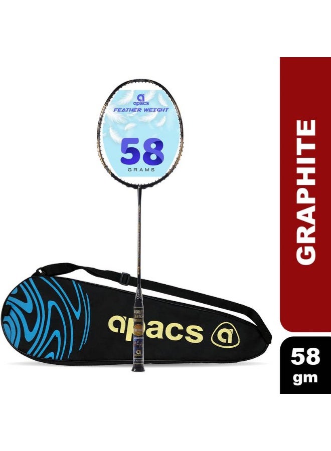 Apacs apacs Feather Weight 55 (58grams, World's Lightest) | Made with 40T Japanese Graphite Black Unstrung Badminton Racquet  (Pack of: 1, 58 g)  - Image 1
