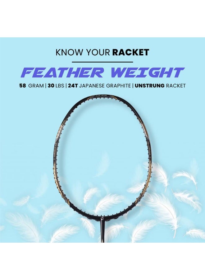 Apacs apacs Feather Weight 55 (58grams, World's Lightest) | Made with 40T Japanese Graphite Black Unstrung Badminton Racquet  (Pack of: 1, 58 g)  - Image 3