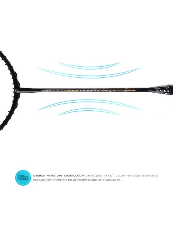 Apacs apacs Feather Weight 55 (58grams, World's Lightest) | Made with 40T Japanese Graphite Black Unstrung Badminton Racquet  (Pack of: 1, 58 g)  - Image 5