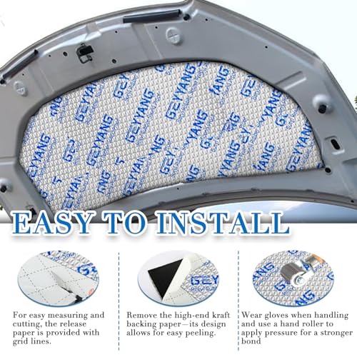 G GEYYANG GEYYANG Car Sound Deadening Mat, 80 mil 11 sqft Sound Deading Material for Cars, Butyl Automotive Sound Deadener, Noise Insulation and Vibration Dampening Material (10 pcs) - Image 5