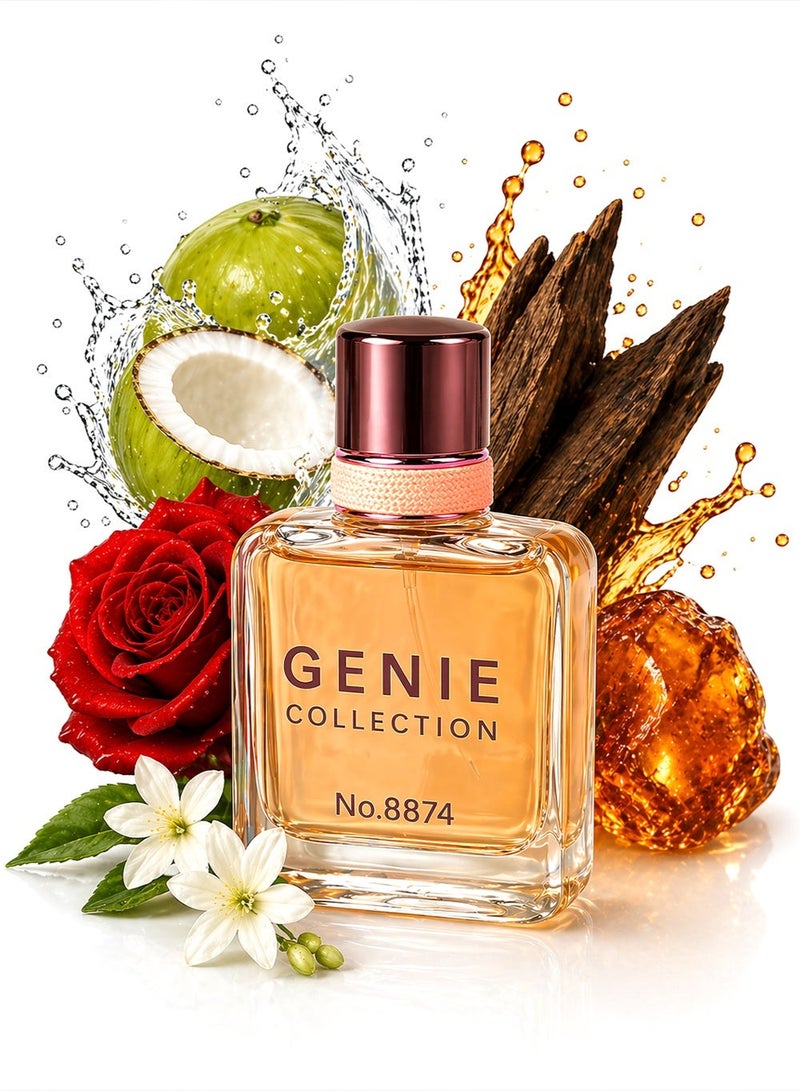 Genie Collection Elegant Genie Collection No. 8874 | Luxury Women’s Perfume with Rose, Coconut & White Florals | Eau de Parfum 25ml - Image 1