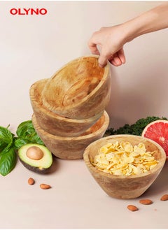 OLYNO NaturEdge 6 Inches Natural Acacia Wood Mixing Bowl Serving Bowl | 15X15X8 Cm| For Salad, Fruits, Dough, Food, And Table Decorations | Durable Wooden Kitchenware | Made In India  - Image 5