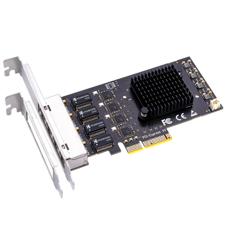 GLOTRENDS بطاقة شبكة GLOTRENDS LE8445 4-Port 2.5Gb PCIe لجهاز الكمبيوتر المكتبي، 2500/1000/100Mbps إيثرنت جيجابت RJ45 LAN، واجهة PCIE X4، حامل عادي ومنخفض - Image 1