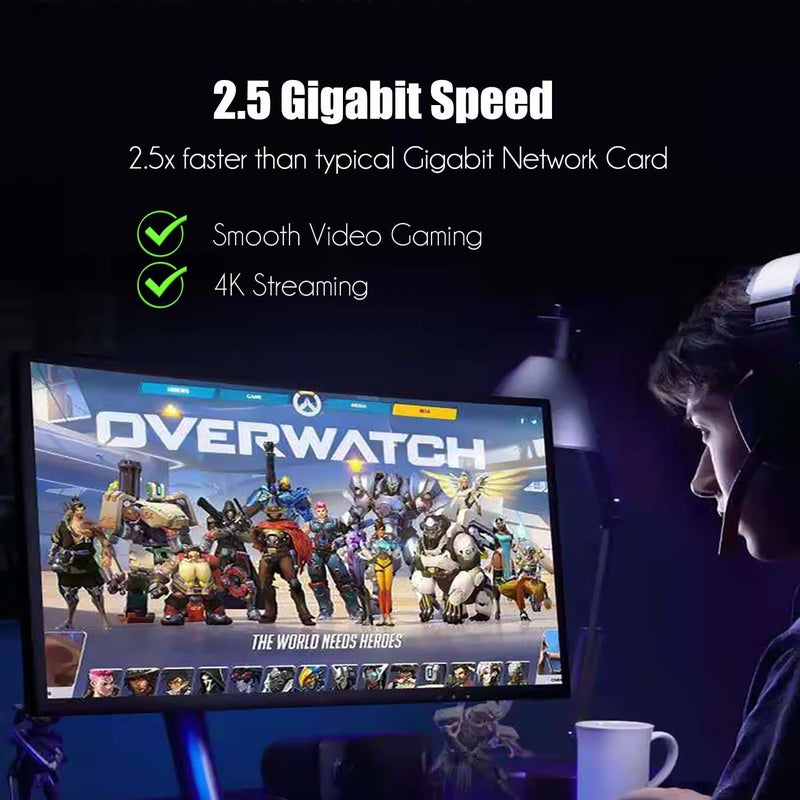GLOTRENDS بطاقة شبكة GLOTRENDS LE8445 4-Port 2.5Gb PCIe لجهاز الكمبيوتر المكتبي، 2500/1000/100Mbps إيثرنت جيجابت RJ45 LAN، واجهة PCIE X4، حامل عادي ومنخفض - Image 3