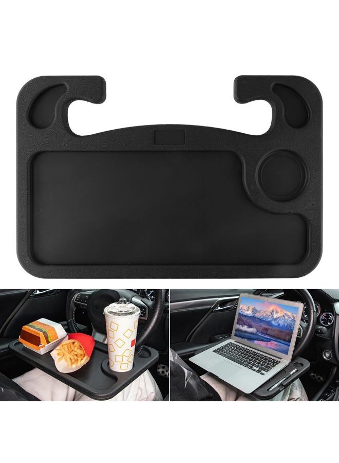 JUSTTOP Car Steering Wheel Desk, Travel Car Accessories, Car Stand Trays for Eating, Multipurpose Car Steering Wheel Desk Tray Table(Black) - Image 1