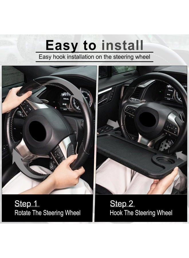 JUSTTOP Car Steering Wheel Desk, Travel Car Accessories, Car Stand Trays for Eating, Multipurpose Car Steering Wheel Desk Tray Table(Black) - Image 4