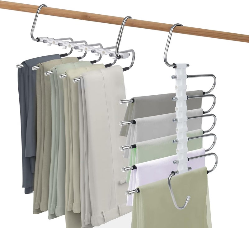 2 Pack Space Saving Pants Hangers for Closet Organization - Image 1
