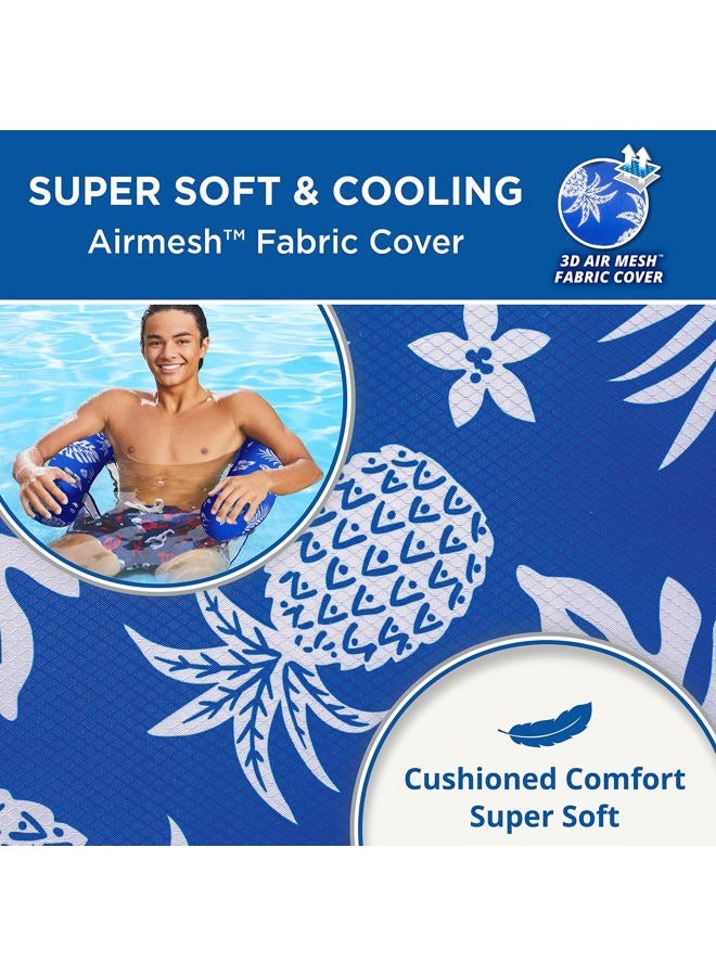Aqua Leisure Deluxe Inflatable Pool Noodle Chair – Soft Mesh Sling-Floating Chair Noodle Float – Blue Pineapple Hibiscus - Image 4