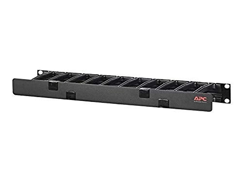 APC Rackmount Horizontal Cable Manager, AR8602A, 1U x 4" Deep, Single-Sided with Cover, Black - Image 1