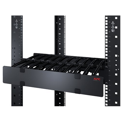 APC Rackmount Horizontal Cable Manager, AR8602A, 1U x 4" Deep, Single-Sided with Cover, Black - Image 2