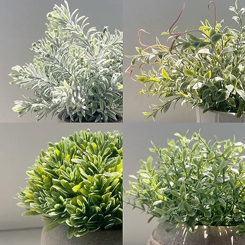 PENGYEE 4 Pack Small Fake Plants, Artificial Plants Indoor for Home Decor, Small Faux Plants Indoor, Fake Plants in White Pot for Bathroom Bedroom Kitchen Office Farmhouse Room Shelf Decor - Image 5