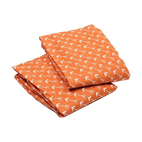 Bacati - Playful Fox Orange/Grey 2 Pack Crib Fitted Sheets (Orange Arrows Print) - Image 1