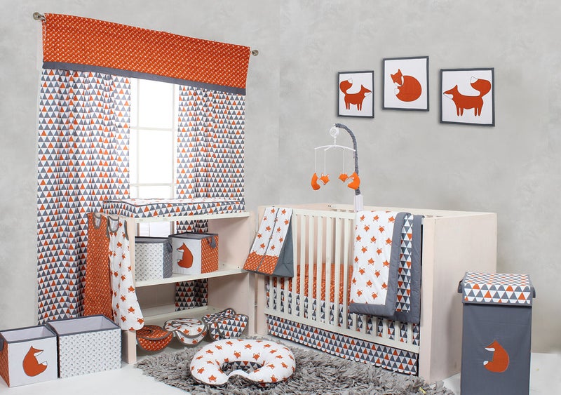 Bacati - Playful Fox Orange/Grey 2 Pack Crib Fitted Sheets (Orange Arrows Print) - Image 3
