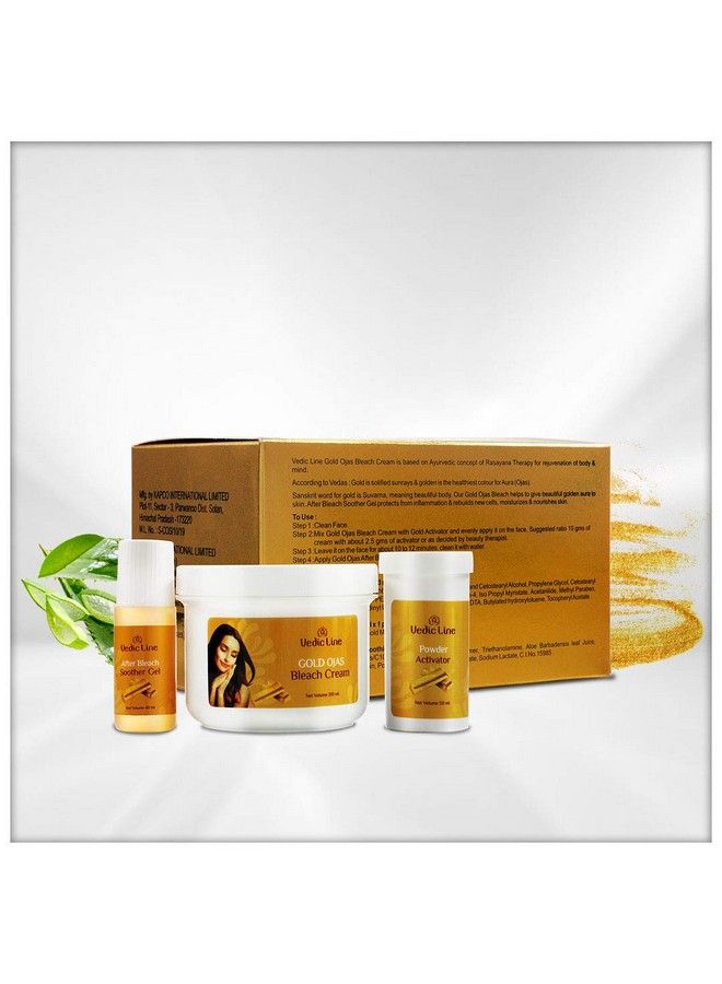 Vedicline Gold Ojas Bleach Minimize Free Radicals & Improve Color Of Skin With Aloe Vera Gives Golden Glow On Face 300Ml - Image 3