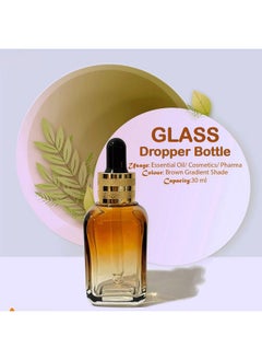 Devinez Devinez Multipurpose Premium Amber Gradient Square Glass Bottle, 30 ml with Golden Black Glass Dropper (Pack of 2), for Serum, Essential Oils, Blends, Skin Care, Travel, Toners, Cosmetic & DIY  - Image 2