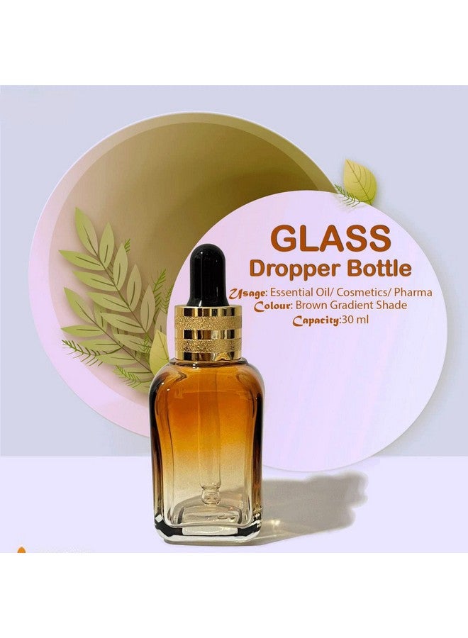 ديفينيز زجاجة مربعة فاخرة متعددة الأغراض من ديفينيز بلون العنبر المتدرج، 30 مل مع قطارة زجاجية سوداء ذهبية (عبوة من قطعتين)، للاستخدام مع المصل والزيوت العطرية والمزائج والعناية بالبشرة والسفر والتونر ومستحضرات التجميل والمشروعات المنزلية - Image 2