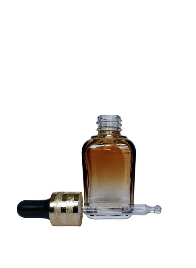 ديفينيز زجاجة مربعة فاخرة متعددة الأغراض من ديفينيز بلون العنبر المتدرج، 30 مل مع قطارة زجاجية سوداء ذهبية (عبوة من قطعتين)، للاستخدام مع المصل والزيوت العطرية والمزائج والعناية بالبشرة والسفر والتونر ومستحضرات التجميل والمشروعات المنزلية - Image 4