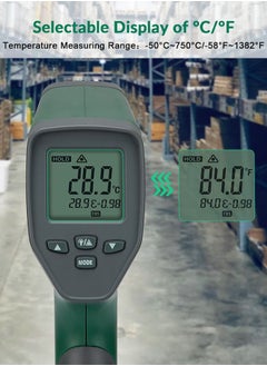 INKBIRD INKBIRD Temperature Gun Infrared Thermometer for Cooking Digital Laser Thermometer Gun for Pizza Oven and Reptiles with backlight -50℃~750℃ 16:1 distance spot ratio Adjustable Emissivity INK-IFT03 GR  - Image 3