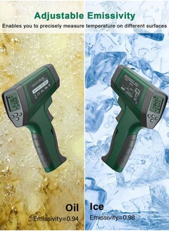 INKBIRD INKBIRD Temperature Gun Infrared Thermometer for Cooking Digital Laser Thermometer Gun for Pizza Oven and Reptiles with backlight -50℃~750℃ 16:1 distance spot ratio Adjustable Emissivity INK-IFT03 GR  - Image 5