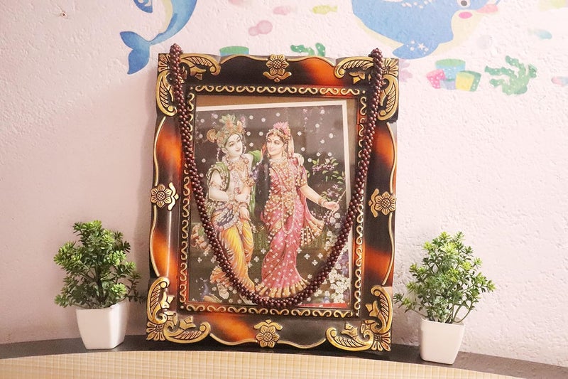 NRSON Sandalwood Garland for Photo Frame Chandan Photo Frame MALA Garland for Photos of Loved Ones Garland Gajra Sandalwood MALA for God Ancestors and Pitra Pooja Room Size 12 Inches - Image 4