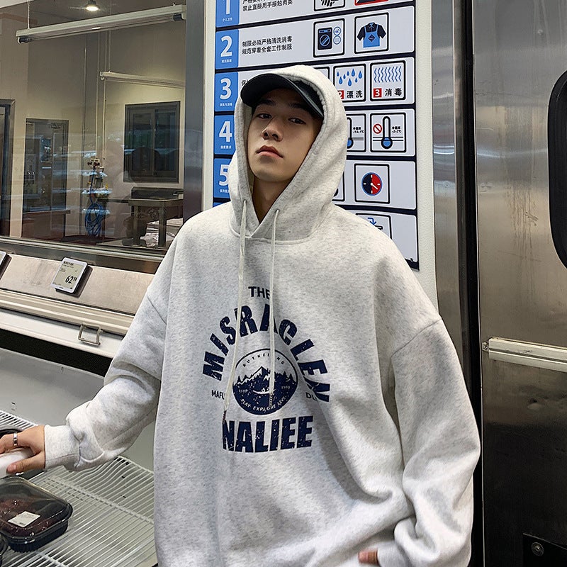 Hooded Sweatshirt Boys Autumn Casual Coat Lazy Short-sleeved Loose All-match Top Trendy fleece-lined Inscec Black  - Image 2