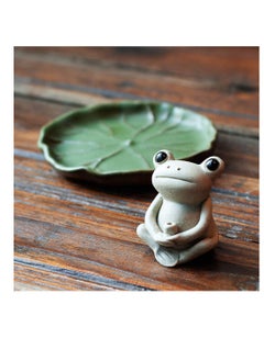 Excefore 100% Handmade Ceramic Stick Incense Burner Holder, Small Frog Incense Burner, Lotus Leaf Tray, Mini C ute Animal Statue Incense Burner,for Home Yoga Office  - Image 3