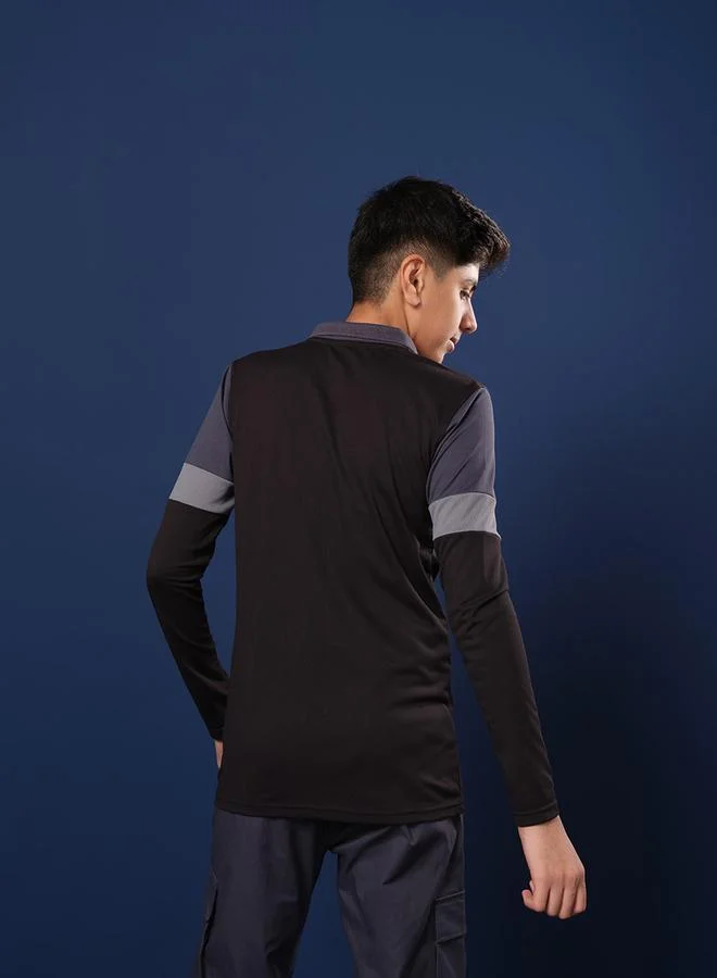 Technosport Technosport Color Block Long Sleeve Polo T-Shirt