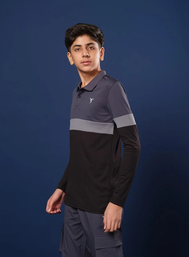 Technosport Technosport Color Block Long Sleeve Polo T-Shirt