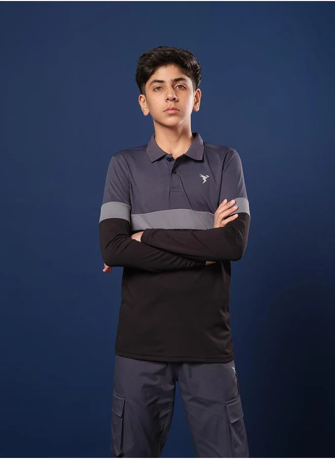 Technosport Technosport Color Block Long Sleeve Polo T-Shirt