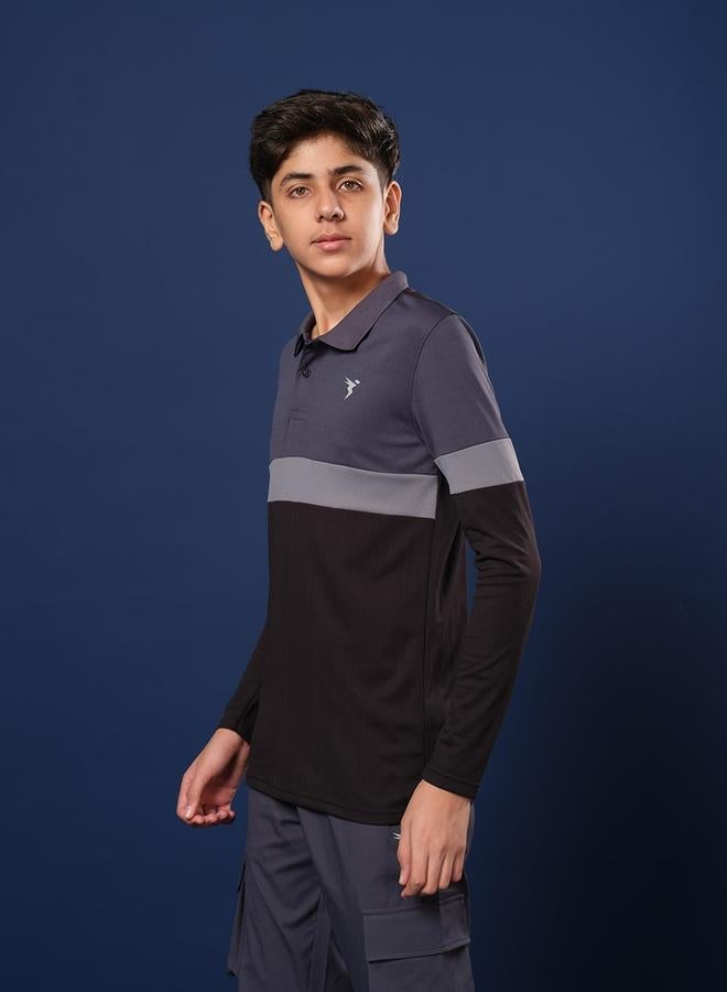 Technosport Color Block Long Sleeve Polo T-Shirt - Image 3