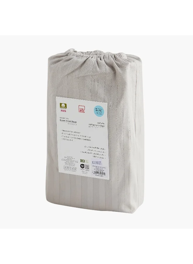 Home Box  Hamilton Satin Stripe Queen Fitted Sheet - 150x200+36 cm  | Best Price UAE