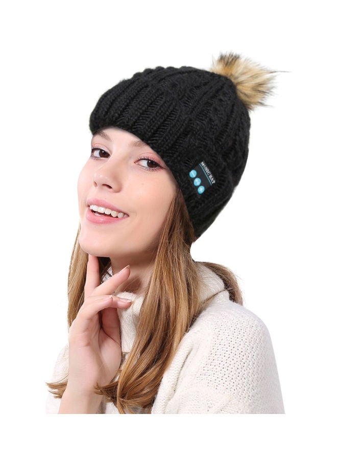 NIBEMINENT Bluetooth Knitted Hat With Mic One Size Black  - Image 3