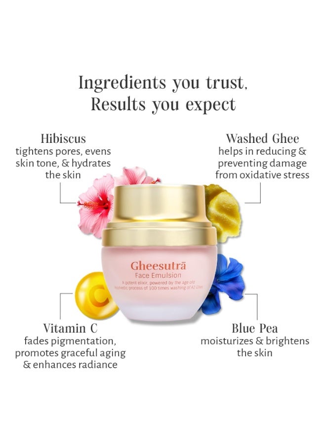 Shankara Gheesutrā Face Emulsion Natural Desi Ghee Face Moisturizer Cream For Even Skin Glow and Rejuvenation with Vitamin C,Hibiscus and 100 Times Washed Ghee- 30 ml - Image 2