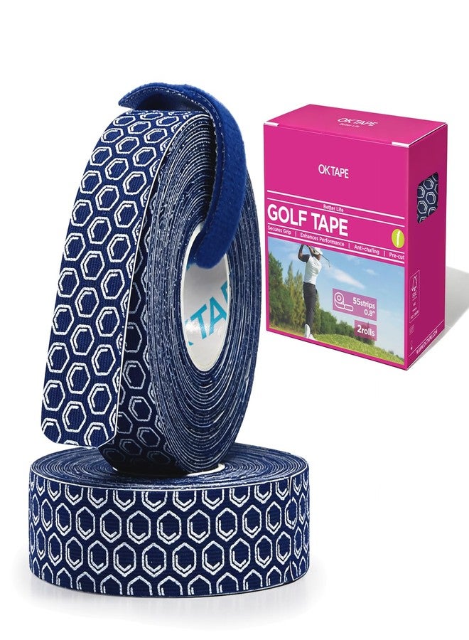 OK TAPE Golf Tape for Fingers, 110 Strips, Elastic Athletic Finger Tape for Golf, Tennis, Blister Prevention Tape, Flexible, Sweatproof, Synthetic Fiber, Pre-Cut (2 Rolls, Blue) - Image 1