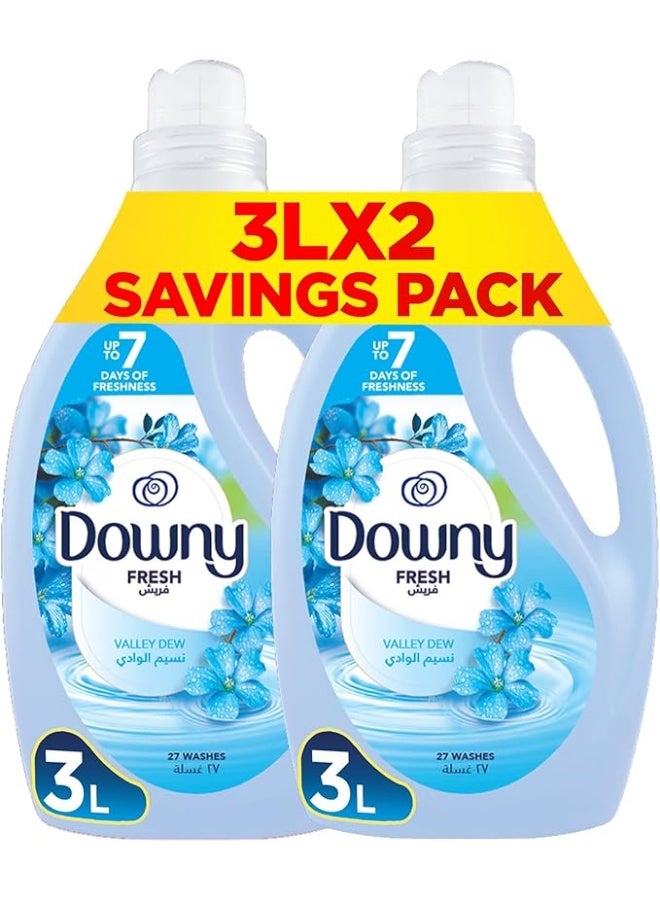 Downy Valley Dew Fresh Fabric Softener, 3L x 2 Dual Savings Pack