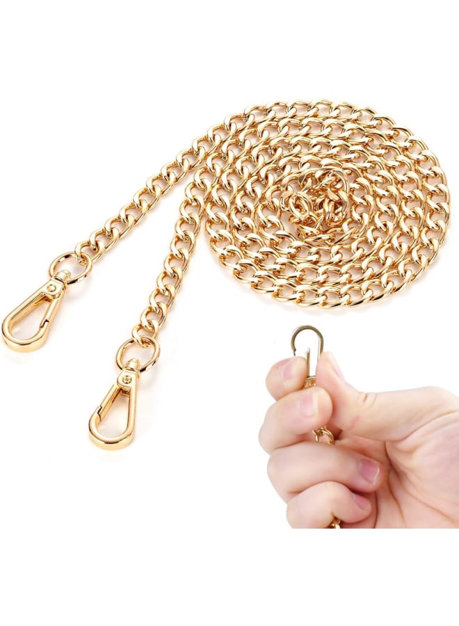 Flat Chain Strap Handbag 2pcs Bag Chain 47inch Flat Chain Strap for Wallet Shoulder Strap Shoulder Strap (Gold)  - Image 2