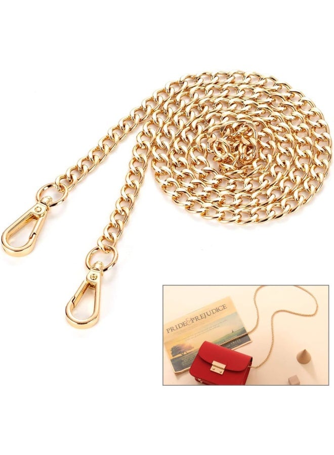 Flat Chain Strap Handbag 2pcs Bag Chain 47inch Flat Chain Strap for Wallet Shoulder Strap Shoulder Strap (Gold)  - Image 4